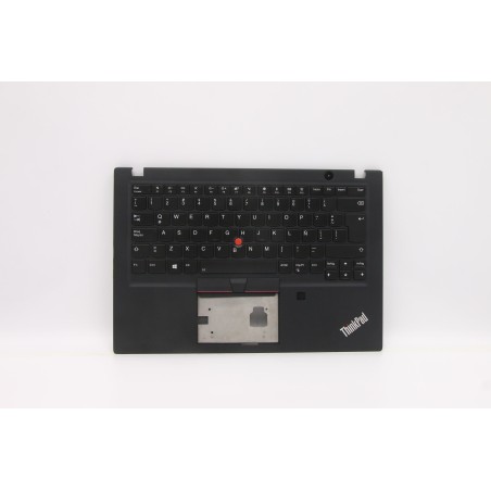 Lenovo 5M11A08525 Palmrest Top Case con tastiera, Spagnolo (America Latina), nero, Retroilluminazione, Lettore di impronte digit