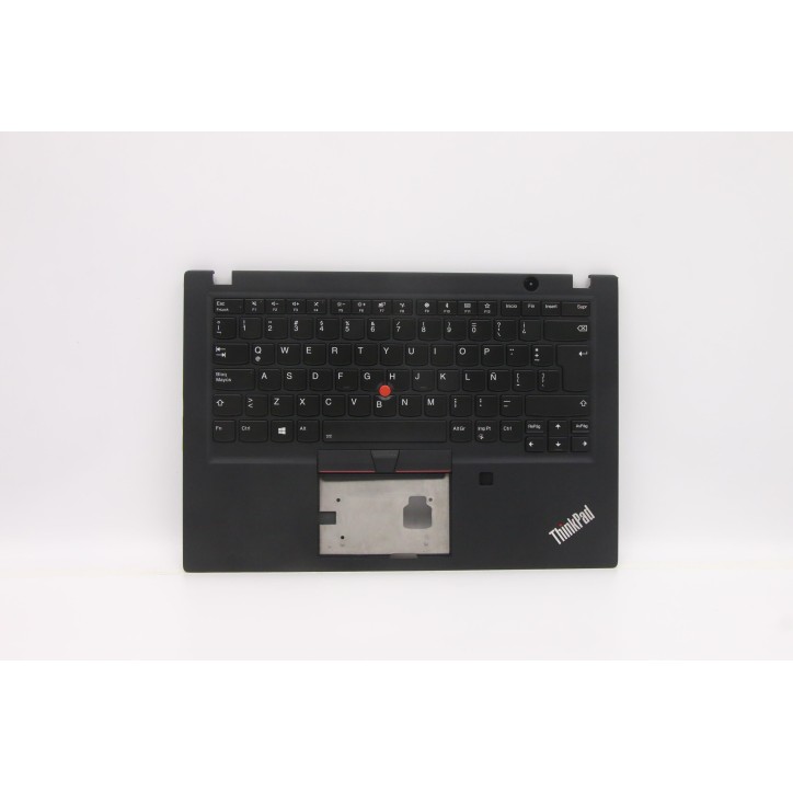 Lenovo 5M11A08525 Palmrest Top Case con tastiera, Spagnolo (America Latina), nero, Retroilluminazione, Lettore di impronte digit