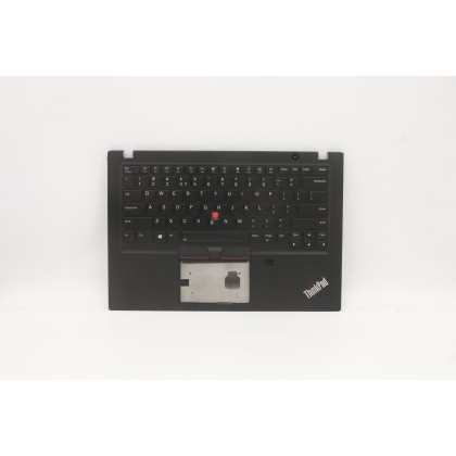 Lenovo 5M11A08649 Palmrest Top Case con tastiera, Inglese (India), nero, Retroilluminazione, Lettore di impronte digitali