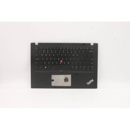 Lenovo 5M11A08649 Palmrest Top Case con tastiera, Inglese (India), nero, Retroilluminazione, Lettore di impronte digitali