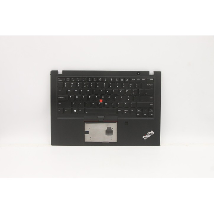 Lenovo 5M11A08649 Palmrest Top Case con tastiera, Inglese (India), nero, Retroilluminazione, Lettore di impronte digitali