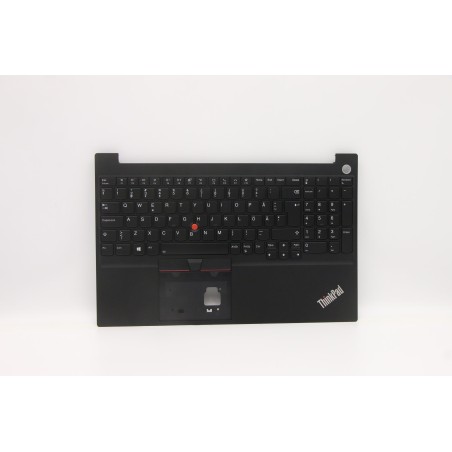 Lenovo 5M11A36332 Palmrest Top Case con tastiera, Svedese/finlandese, nero, Retroilluminazione, Lettore di impronte digitali