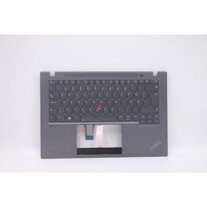 Lenovo 5M11A37824 Palmrest Top Case con tastiera, Danese, grigio, Retroilluminazione, UK