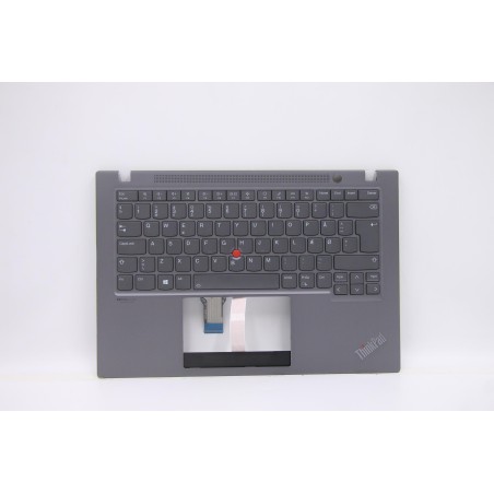 Lenovo 5M11A37824 Palmrest Top Case con tastiera, Danese, grigio, Retroilluminazione, UK