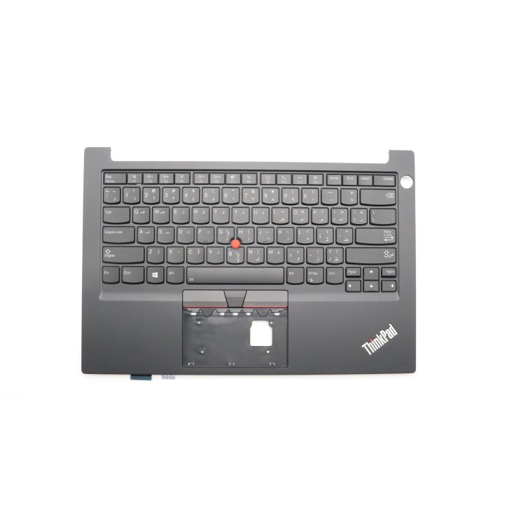 Lenovo 5M11C47609 Palmrest Top Case con tastiera, Arabo, nero, Retroilluminazione, Lettore di impronte digitali, US