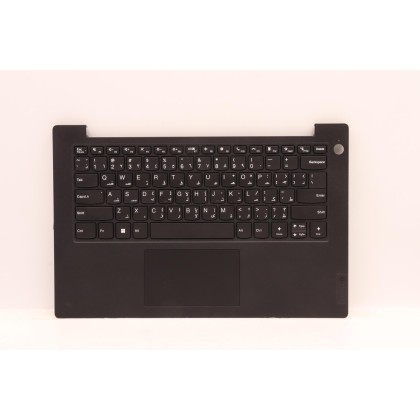 Lenovo 5M11G25535 Palmrest Top Case con tastiera, Arabo, nero, Lettore di impronte digitali, US