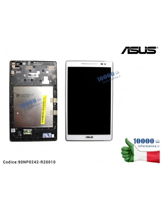 90NP0242-R20010 Display LCD con Vetro Touch Screen ASUS ZenPad 8.0 Z380 Z380KL Z380C Z380CX (P024) [BIANCO] (CON FRAME)