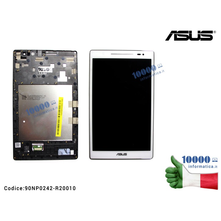 Display LCD con Vetro Touch Screen ASUS ZenPad 8.0 Z380 Z380KL Z380C Z380CX (P024) [BIANCO] (CON FRAME)