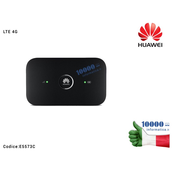 Modem Router HUAWEI E5573C SIM Connessione 3G 4G LTE Mi-Fi Wi-Fi 150 Mbps [NERO]