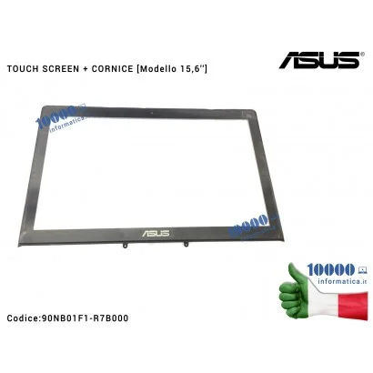Vetro Touch Screen con Cornice LCD ASUS Vivobook N550J N550JK N550JX N550L N550LF N550JV Q501L Q501LA Q550L 15,6'' 13N0-PXA0111 18140-15630200 JA-DA5357SA 13N0-PXA0112 13NB01F1P02121