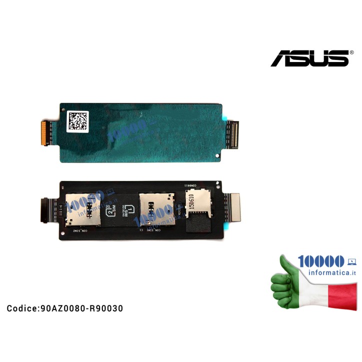 IO FPC ZenFone 2 ZE550ML (Z008D) ZE551ML (Z00AD) SD-Card Connettore Lettore DUAL SIM 90AZ0080-R90030 Cavo Collegamento