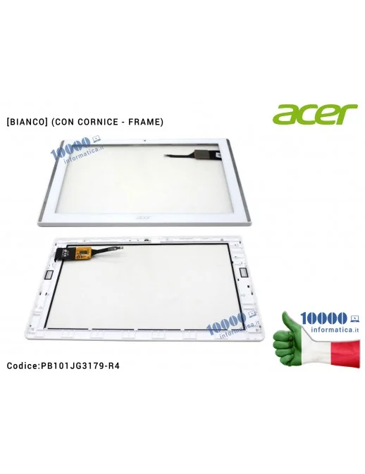 PB101JG3179-R4 Vetro Touch Screen ACER Iconia One 10 B3-A40 [BIANCO] (CON CORNICE - FRAME)