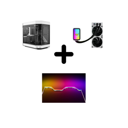 HYTE BUNDLE case Y60W bianco+ diss liq. THICC Q60 + led LN60LED WHT