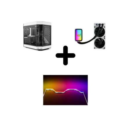 HYTE BUNDLE case Y60W bianco+ diss liq. THICC Q60 + led LN60LED WHT