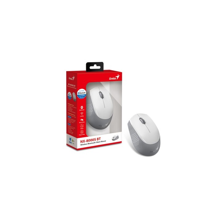 GENIUS MOUSE WIR. NX-8000S BT DUO WIRELESS (BT 5.3+2.4Ghz) WHITE/GRAY