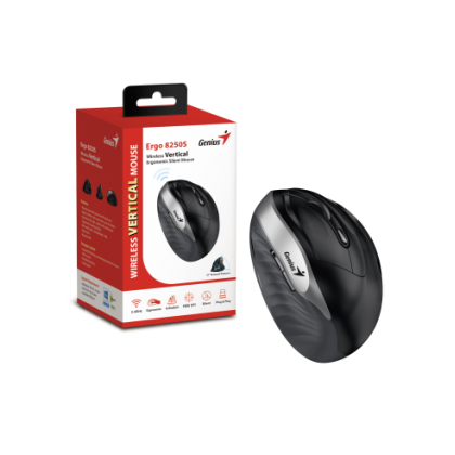 GENIUS MOUSE ERGONOMIC WIR. ERGO 8250S VERTICALE + POGGIAPOLSO SILVER GRAY/