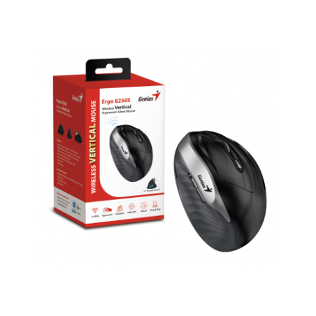 GENIUS MOUSE ERGONOMIC WIR. ERGO 8250S VERTICALE + POGGIAPOLSO SILVER GRAY/