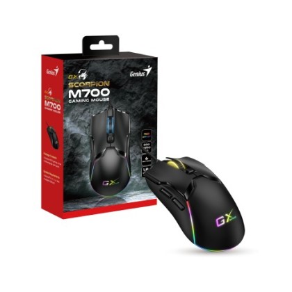 GENIUS MOUSE GAMING USB SCORPION M700 12*RGB 6 BUTTONS 800-7200DPI 1.8m