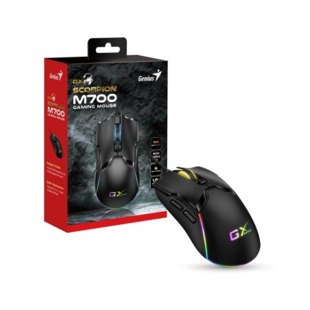 GENIUS MOUSE GAMING USB SCORPION M700 12*RGB 6 BUTTONS 800-7200DPI 1.8m
