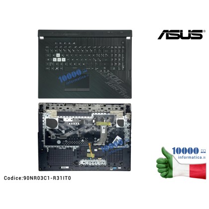 Tastiera Italiana Retroilluminata ASUS ROG Strix G712 G712L G712LU G712LW G712LWS (Original Black) 90NR03C1-R31IT0 Completa di Top Case Superiore