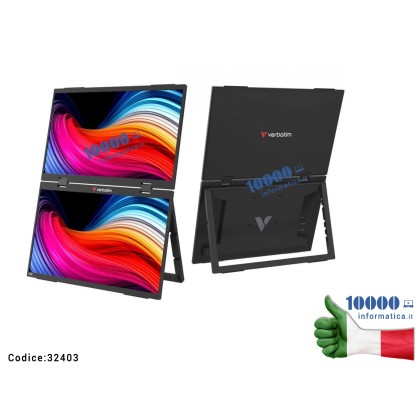 VERBATIM DOPPIO MONITOR PORTATILE 15,6'' FULL HD 1080P ESSENTIALS Verbatim Portable 15.6 FHD Dual Monitor Essentials
