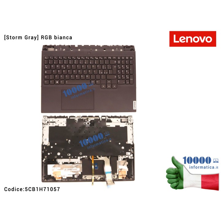 Tastiera Italiana Top Case [RGB Bianca] LENOVO Legion 5 Pro 16ARH7H (82RG) [Storm Grey] 5CB1H71057 FRU5CB1H71057 Retroilluminata RGB Backlit Palmrest Superiore Originale Lenovo