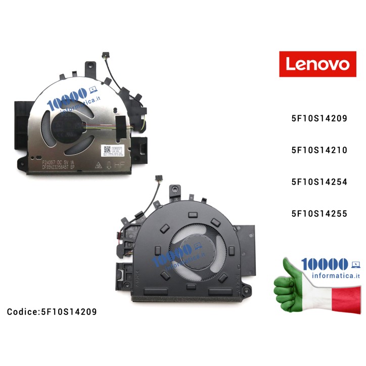 Ventola Fan CPU LENOVO IdeaPad Slim 3 16IRH10 (83K2) 16IRH10R (83K5) 16ARP10 (83K8) 16AHP10 (83KB) 15Q8X10 (83N3) 5F10S14209 5F10S14210 5F10S14254 5F10S14255