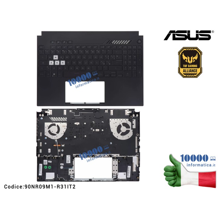 Tastiera Retroilluminata Italiana   ASUS TUF F15 FX507Z FX507ZE FX507ZC FX507ZC4 FA507RC FA507RE 90NR09M1-R31IT2 90NR09M1-R31IT1 Completa di Top Case Superiore