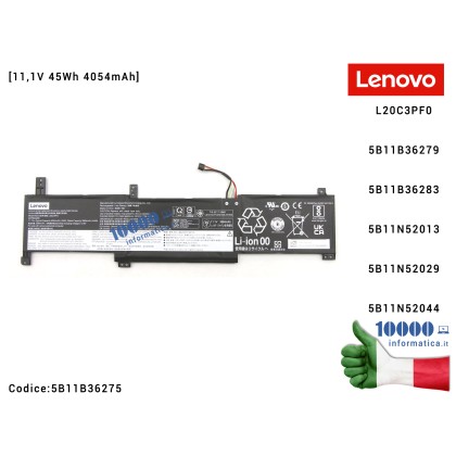 Batteria Originale L20C3PF0 LENOVO IdeaPad 3-15ABA7 (82RN) 3-15ADA6 (82KR) 3-15ALC6 (82KU) 3-15ITL6 (82H8) K14 (21CS) (21CT) [11,1V 45Wh 4054mAh] 5B11B36275 5B11B36279 5B11B36283 5B11N52013 5B11N52029 5B11N52044 3ICP6/54/90