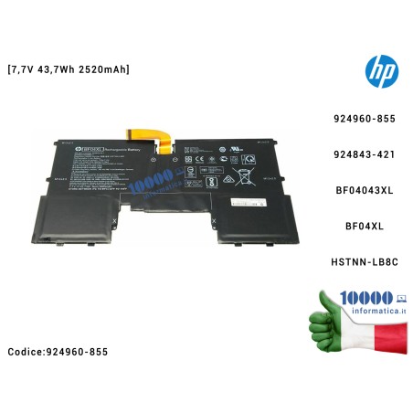 Batteria BF04XL HP Spectre 13-AF series 13-AF005NL 13-V 13-V101NA 13-V115TU 13-V116TU 13-V117TU [7,7V 43,7Wh 2520mAh] 924960-855 BF04043XL 924843-421 HSTNN-LB8C