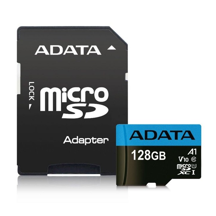 ADATA 128 GB, microSDXC, UHS-I, class 10 adapter AUSDX128GUICL10A1-RA1