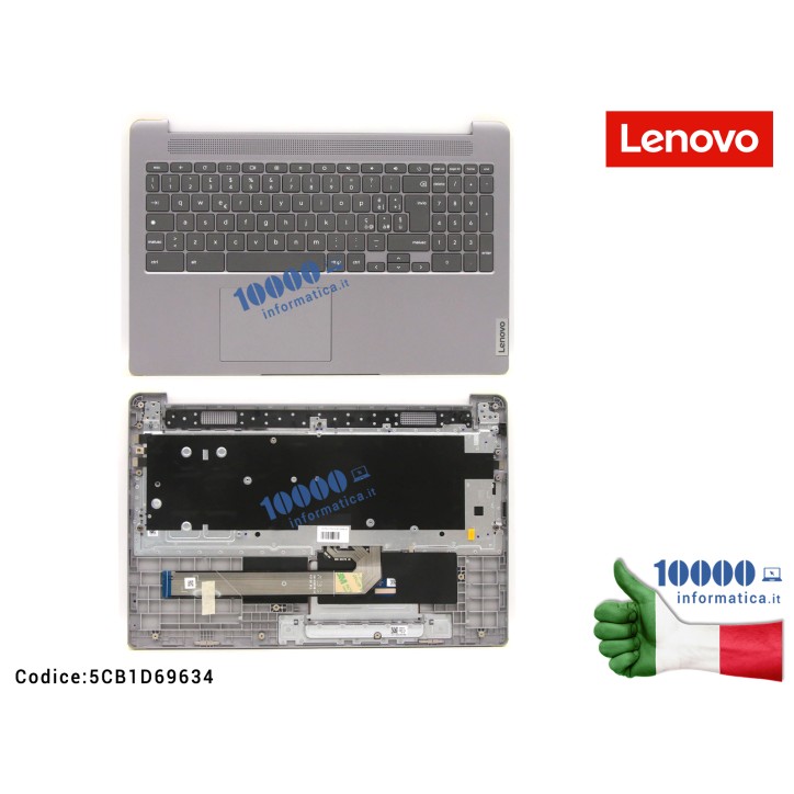 Tastiera Italiana Top Case LENOVO [Artic Grey] IdeaPad 3 Chrome 15IJL6 (82N4) 5CB1D69634 FRU5CB1D69634 Cover Palmrest Tastiera ITA Palmrest Superiore Originale Lenovo