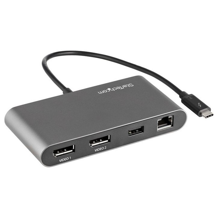 TB3DKM2DPL StarTech.com Dual-Monitor Thunderbolt Mini Dock, 4K 60Hz DisplayPort, Driverless