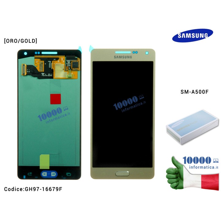 Display LCD con Vetro Touch Screen SAMSUNG Galaxy A5 SM-A500F A500F (ORO/GOLD)