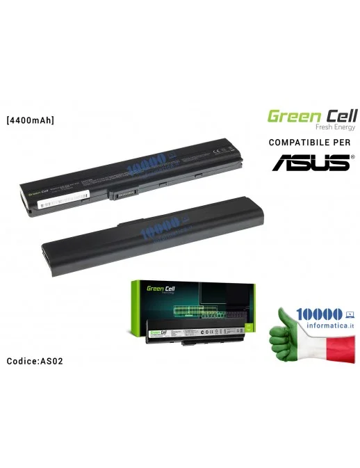 AS02 Batteria A32-K52 Green Cell Compatibile per ASUS K52 K52J K52F K52JC K52JR K52N X52 X52J A52 A52F [4400mAh]