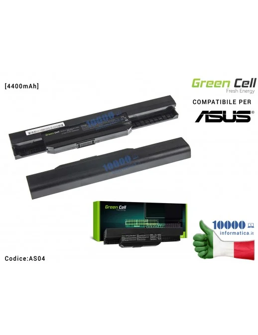 AS04 Batteria A32-K53 Green Cell Compatibile per ASUS K53 K53E K53S K53SV X53 X53S X53U X54 X54C X54H [4400mAh]