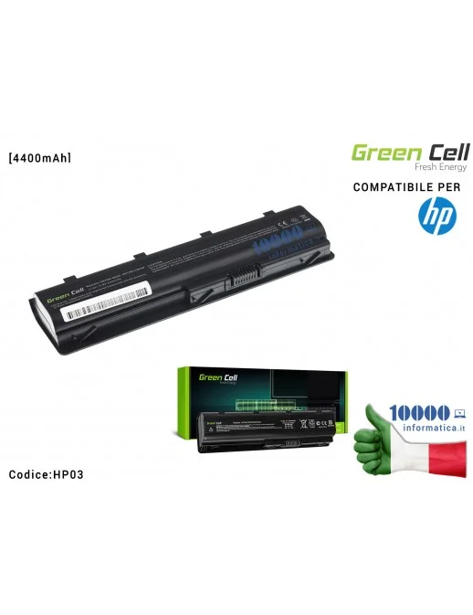 HP03 Batteria HSTNN-Q66C Green Cell Compatibile per HP 635 650 655 2000 G6 G7 635 650 CQ62 [4400mAh]