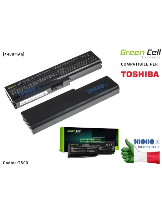 TS03 Batteria PA3634U-1BRS Green Cell Compatibile per TOSHIBA C650 C650D C660 C660D L650D L655 L750 [4400mAh]