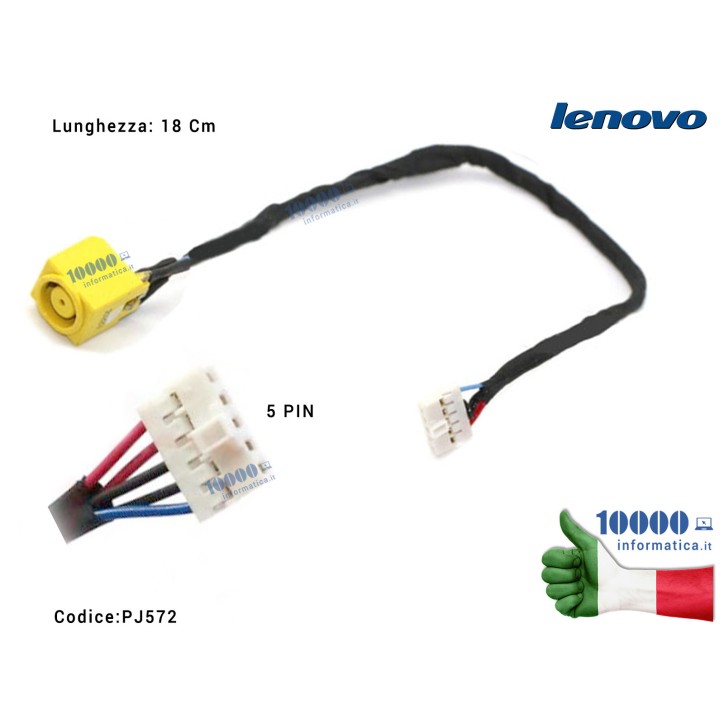 Connettore DC Power Jack PJ572 LENOVO IdeaPad B590 [5 PIN] (18 cm) 50.4TE08.021 50.4TE08.031