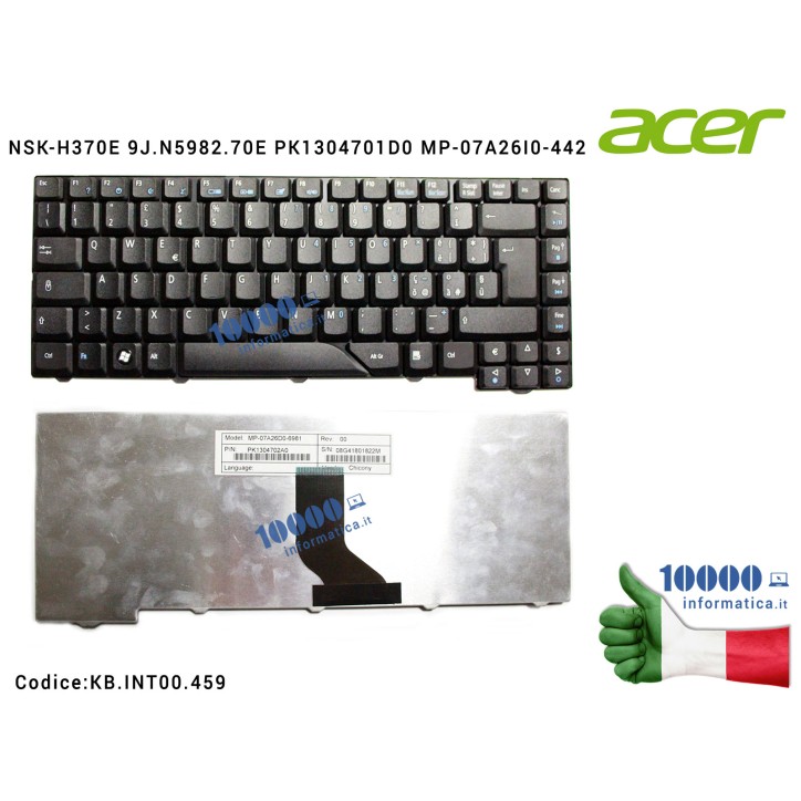 Tastiera Italiana ACER Aspire 4930 4520 4710 4720 5920 5930 4930 5720 6935 [NERA] NSK-H370E 9J.N5982.70E PK1304701D0 MP-07A26I0-