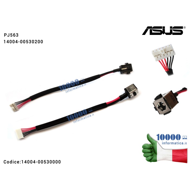 Connettore DC Power Jack PJ563 ASUS K55 K55A A55 A55A [6 PIN] (2,5 mm) 14004-00530200