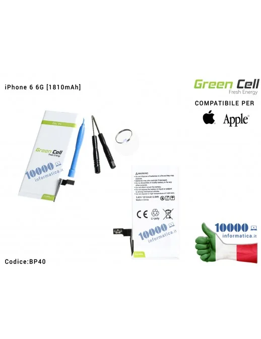 BP40 Batteria Green Cell Compatibile per APPLE iPhone 6 6G [1810mAh]
