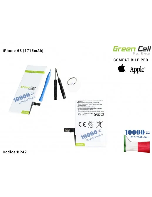 BP42 Batteria Green Cell Compatibile per APPLE iPhone 6S [1715mAh]