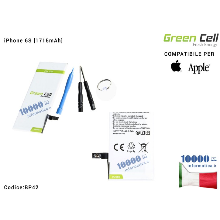 Batteria Green Cell Compatibile per APPLE iPhone 6S [1715mAh]