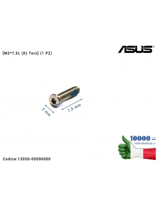 13050-00090000 Vite di Fissaggio Notebook [M2*7,5L (K) Torx] (1 PZ) ASUS ZenBook UX21A UX21E UX31A UX31E UX42VS UX31LA UX303L...