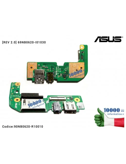 90NB0620-R10010 Connettore I/O Audio Board USB Lettore SD-Card [REV 2.0] ASUS X555LD F555LD F555LA X555LA A555LN X554L 69NB06...