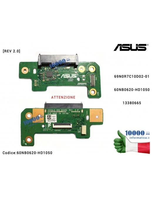 60NB0620-HD1050 Connettore HDD Board Hard Disk [REV 2.0] ASUS X555LD F555LD F555LA X555LA A555LN X554L 69N0R7C10D02-01 60NB06...
