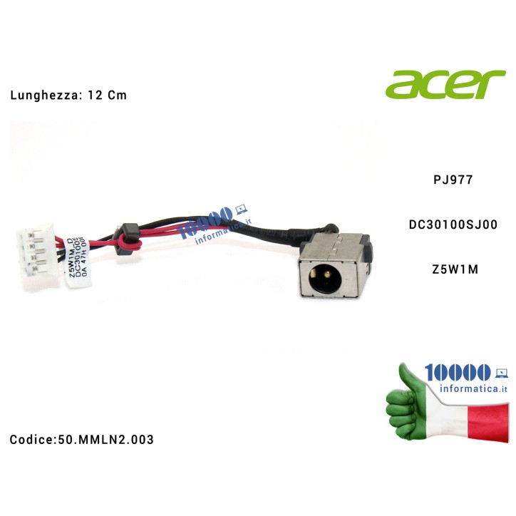 Connettore DC Power Jack PJ714 ACER Aspire ES1-511 ES1-520 ES1-521 ES1-522 R7-572 Packard Bell EasyNote TF71BM DC30100SJ00 Z5W1M 50MMLN2003 50.MMLN2.003