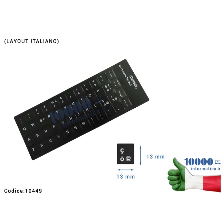 ADESIVI LETTERE TASTIERA ITALIANA ITA STICKERS NOTEBOOK PER PC ACER HP LENOVO Kit Adesivi Tasti Stickers Layout Italiano Adesivo per Tastiera Notebook IT [NERO]