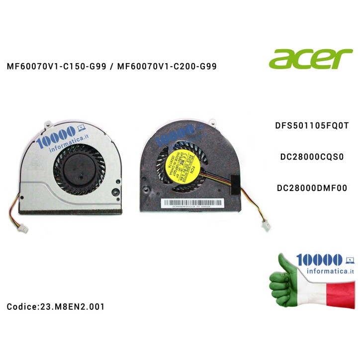 Ventola Fan CPU ACER Aspire E1-532 E1-532G E1-532P E1-572 E1-572G E1-572P V5-561 V5-561G Packard Bell EasyNote TE69HW DFS501105FQ0T DC28000CQS0 DC28000DMF00